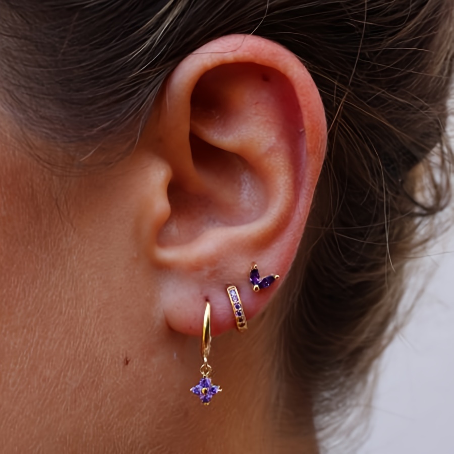 3pcs Cubic Zirconia Hoop Earrings for Women Cartilage Piercing
